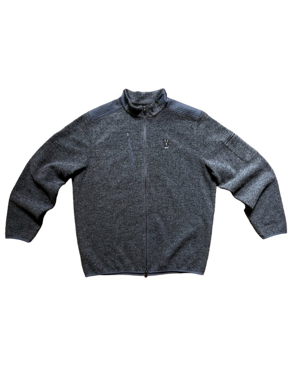 DONALD ROSS SPORTWEAR GREY WOOL ZIP-UP KNIT SWEATER XL